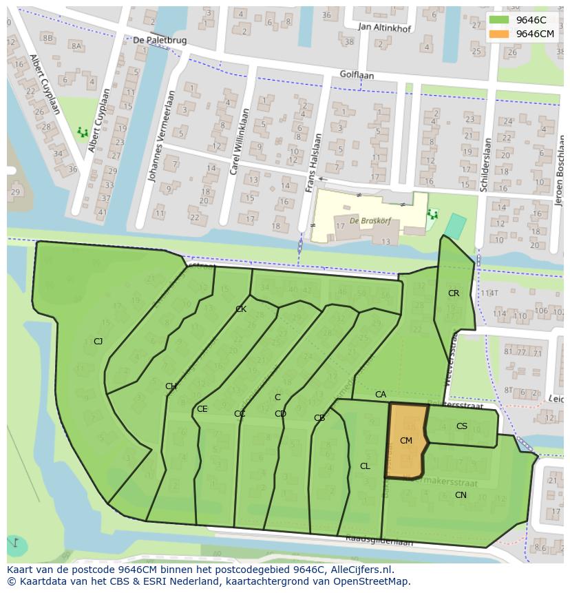 Afbeelding van het postcodegebied 9646 CM op de kaart.