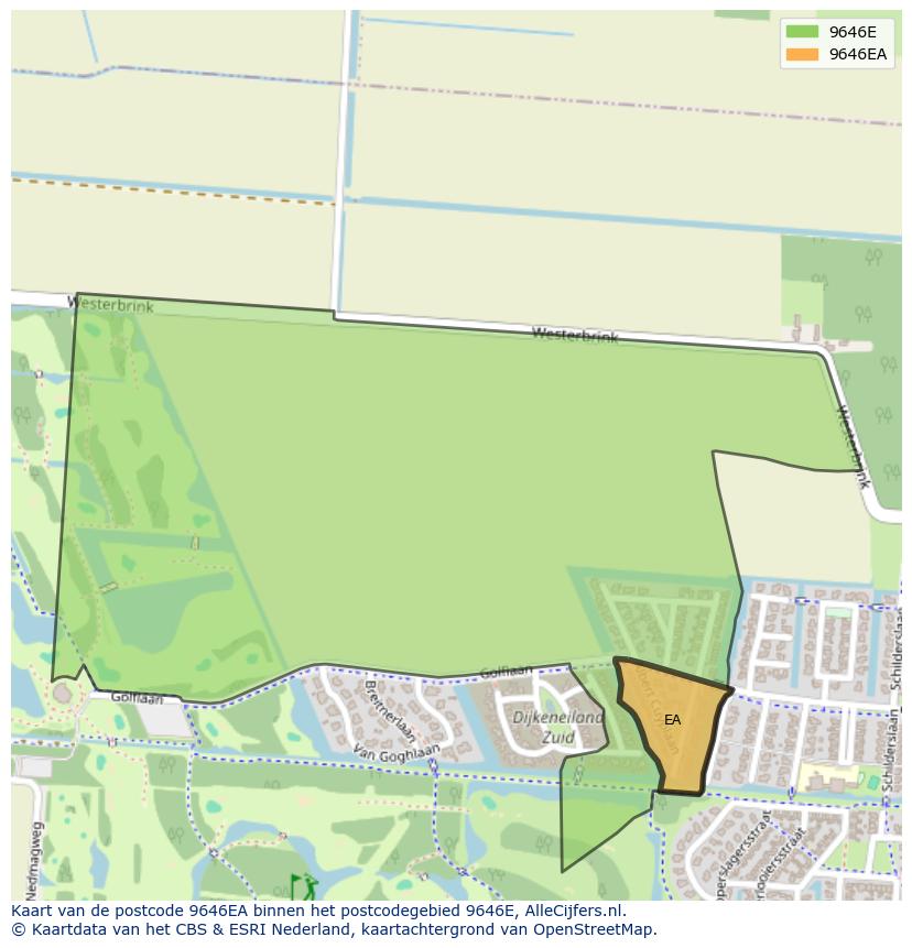 Afbeelding van het postcodegebied 9646 EA op de kaart.