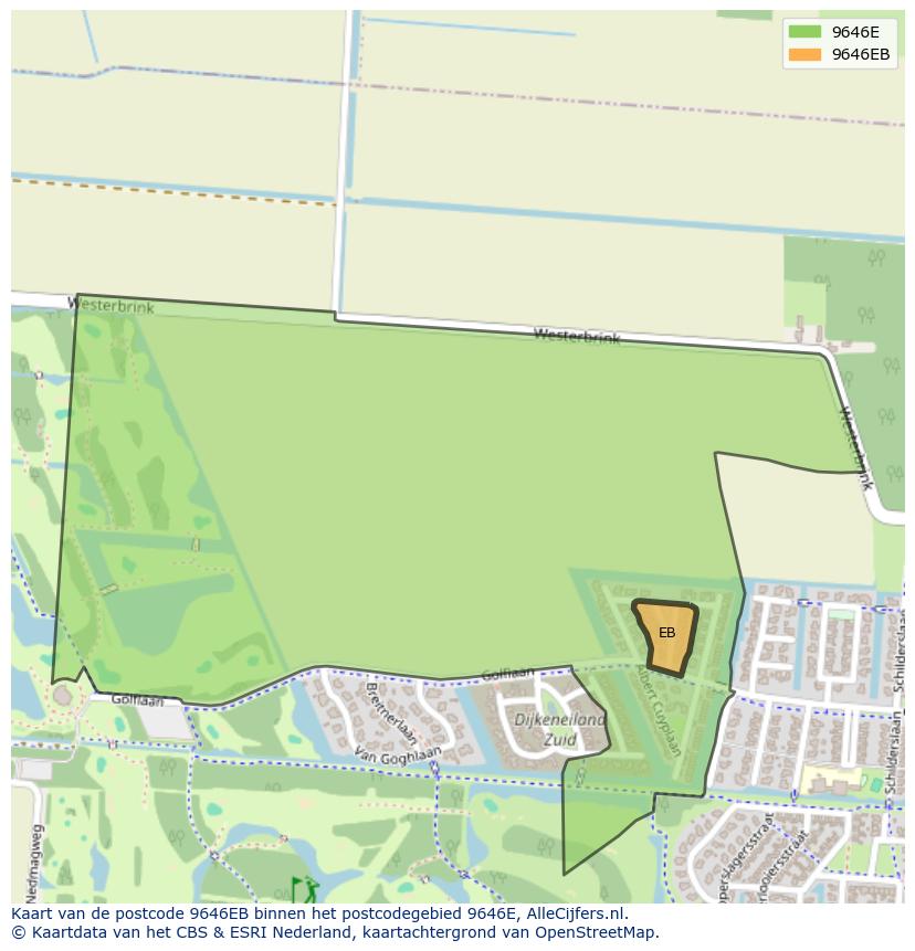 Afbeelding van het postcodegebied 9646 EB op de kaart.
