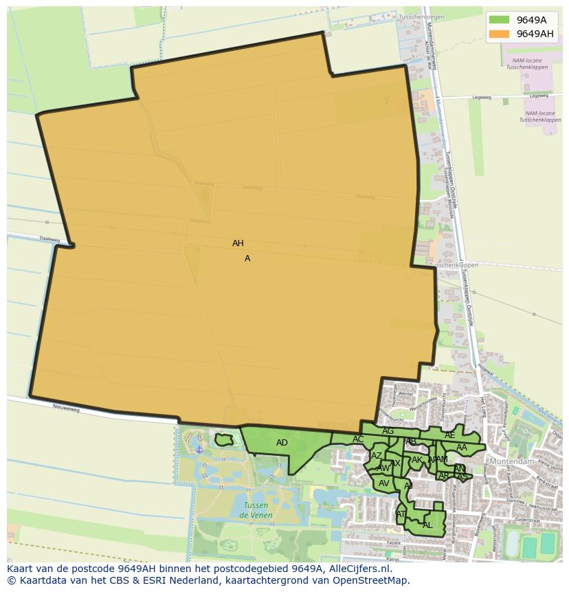 Afbeelding van het postcodegebied 9649 AH op de kaart.