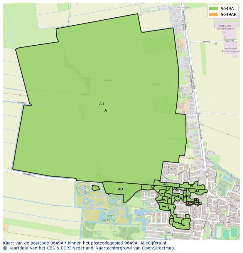 Afbeelding van het postcodegebied 9649 AR op de kaart.