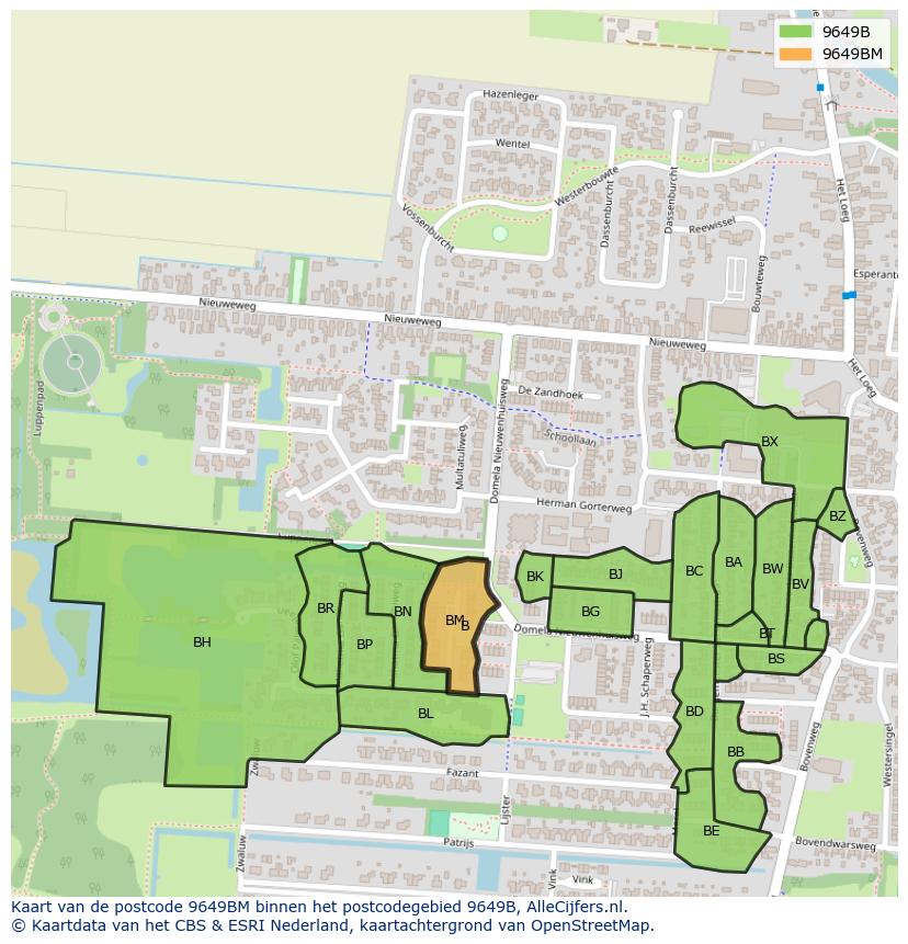 Afbeelding van het postcodegebied 9649 BM op de kaart.