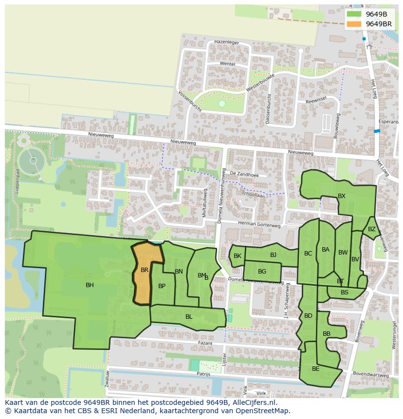 Afbeelding van het postcodegebied 9649 BR op de kaart.