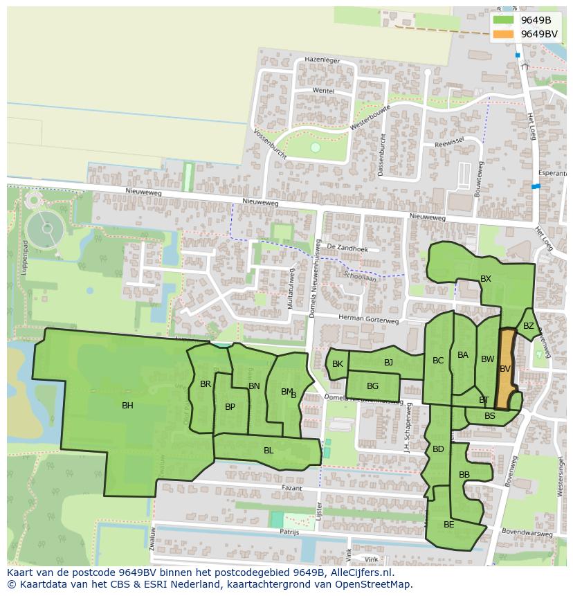 Afbeelding van het postcodegebied 9649 BV op de kaart.