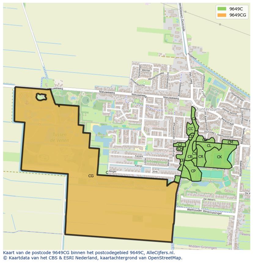 Afbeelding van het postcodegebied 9649 CG op de kaart.