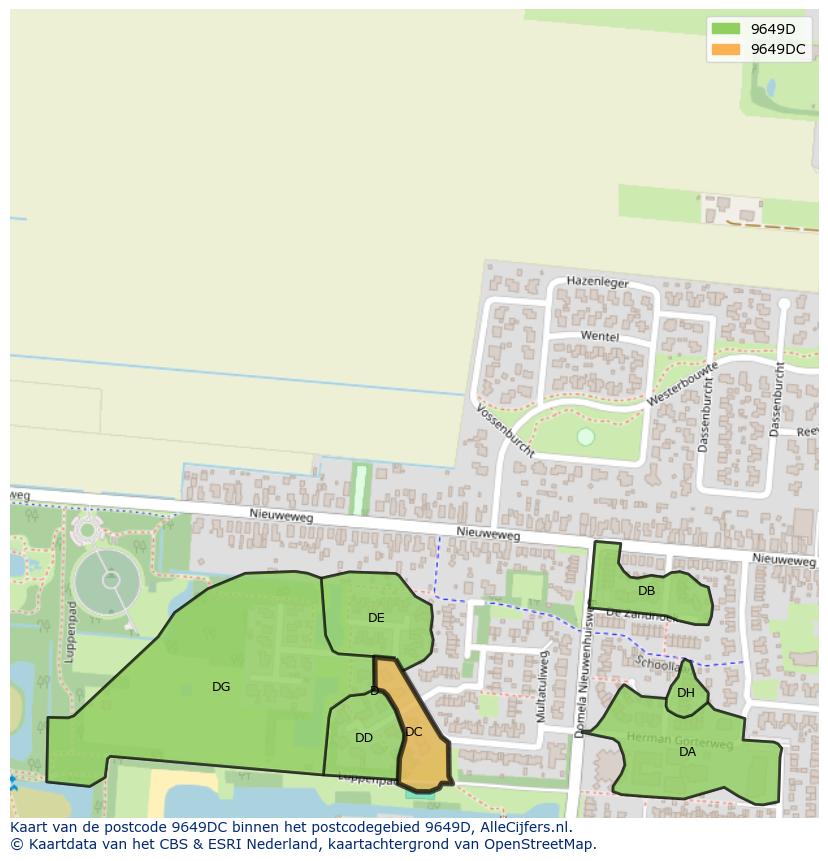 Afbeelding van het postcodegebied 9649 DC op de kaart.
