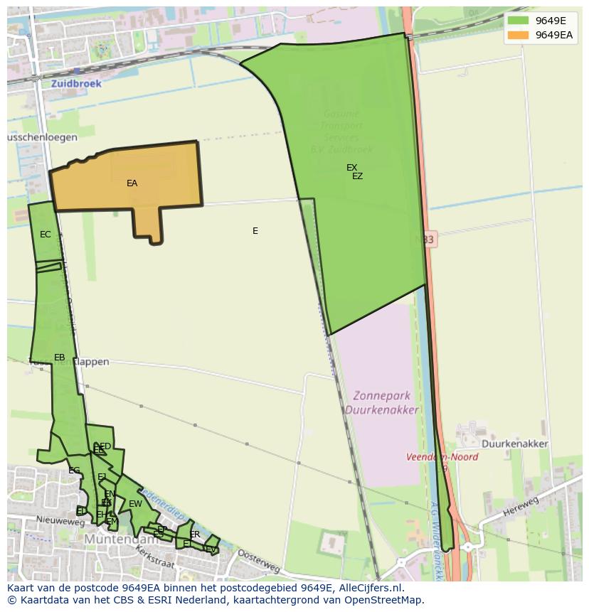 Afbeelding van het postcodegebied 9649 EA op de kaart.