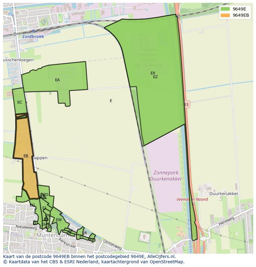 Afbeelding van het postcodegebied 9649 EB op de kaart.
