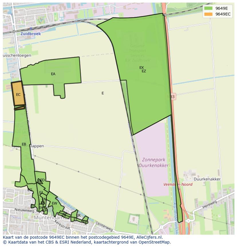 Afbeelding van het postcodegebied 9649 EC op de kaart.