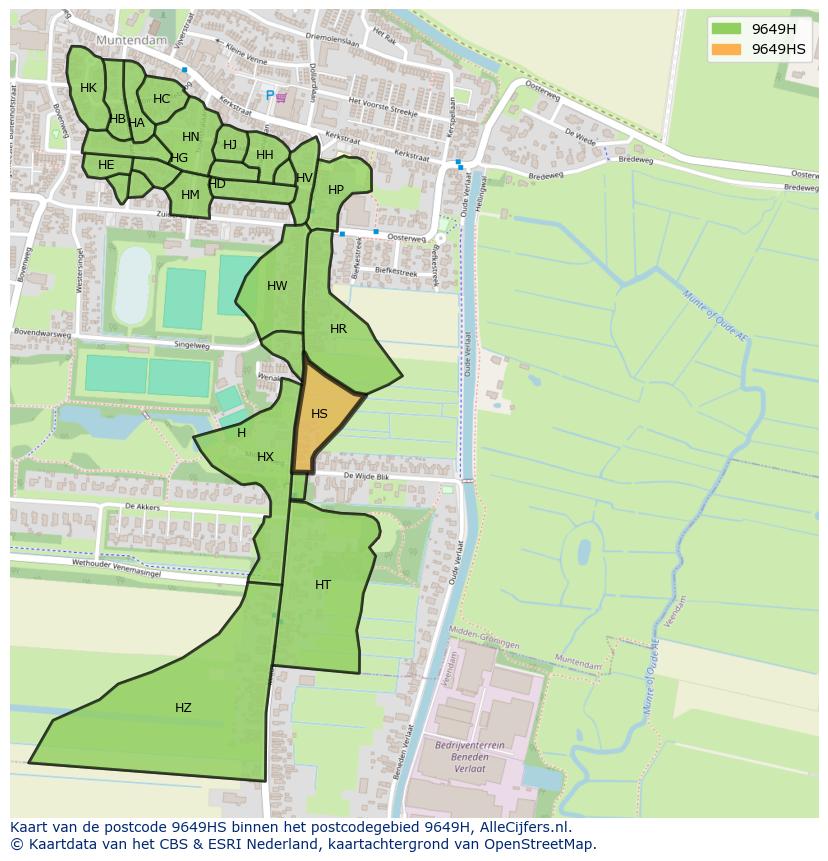 Afbeelding van het postcodegebied 9649 HS op de kaart.