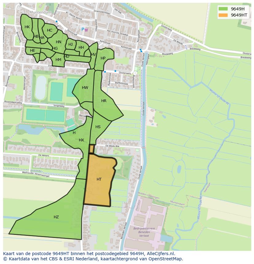 Afbeelding van het postcodegebied 9649 HT op de kaart.