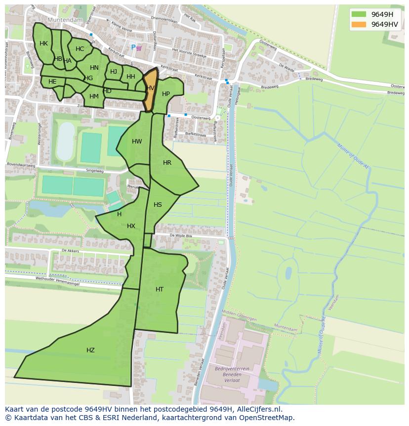 Afbeelding van het postcodegebied 9649 HV op de kaart.