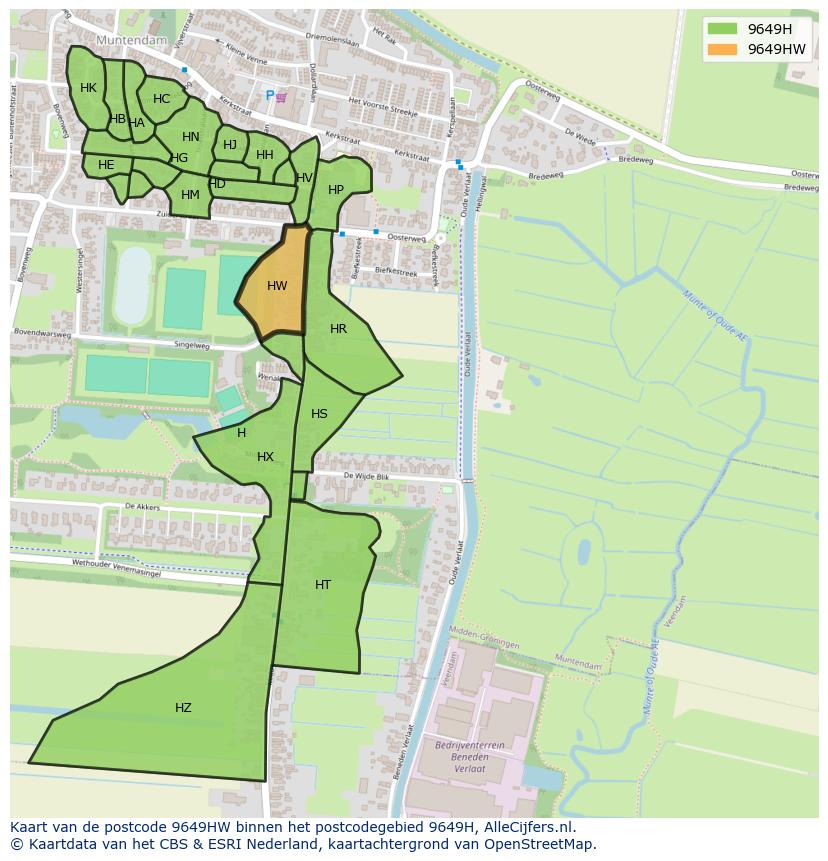 Afbeelding van het postcodegebied 9649 HW op de kaart.