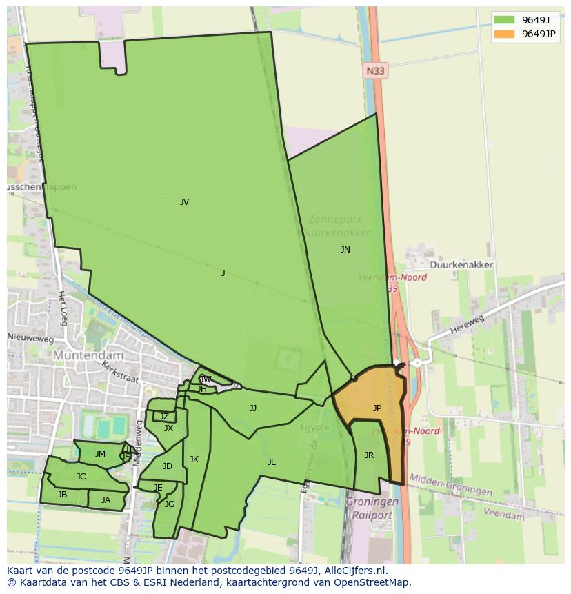 Afbeelding van het postcodegebied 9649 JP op de kaart.