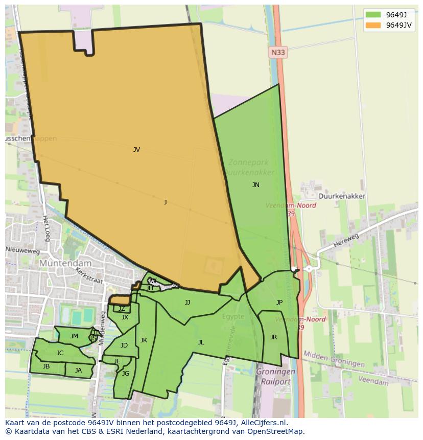 Afbeelding van het postcodegebied 9649 JV op de kaart.