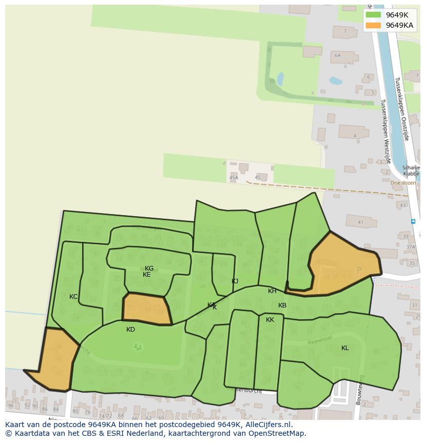 Afbeelding van het postcodegebied 9649 KA op de kaart.