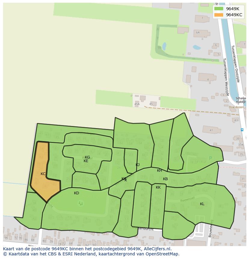 Afbeelding van het postcodegebied 9649 KC op de kaart.