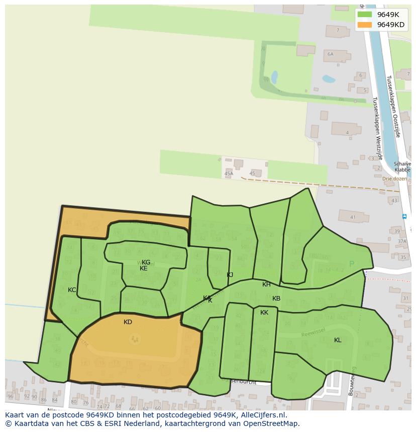 Afbeelding van het postcodegebied 9649 KD op de kaart.