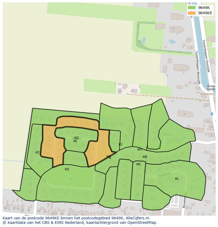 Afbeelding van het postcodegebied 9649 KE op de kaart.