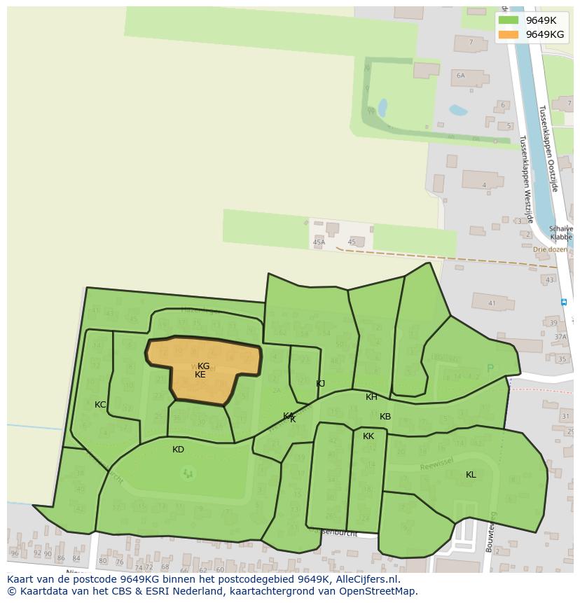Afbeelding van het postcodegebied 9649 KG op de kaart.