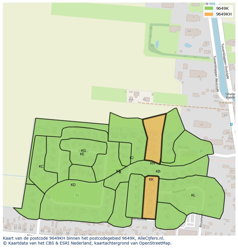 Afbeelding van het postcodegebied 9649 KH op de kaart.