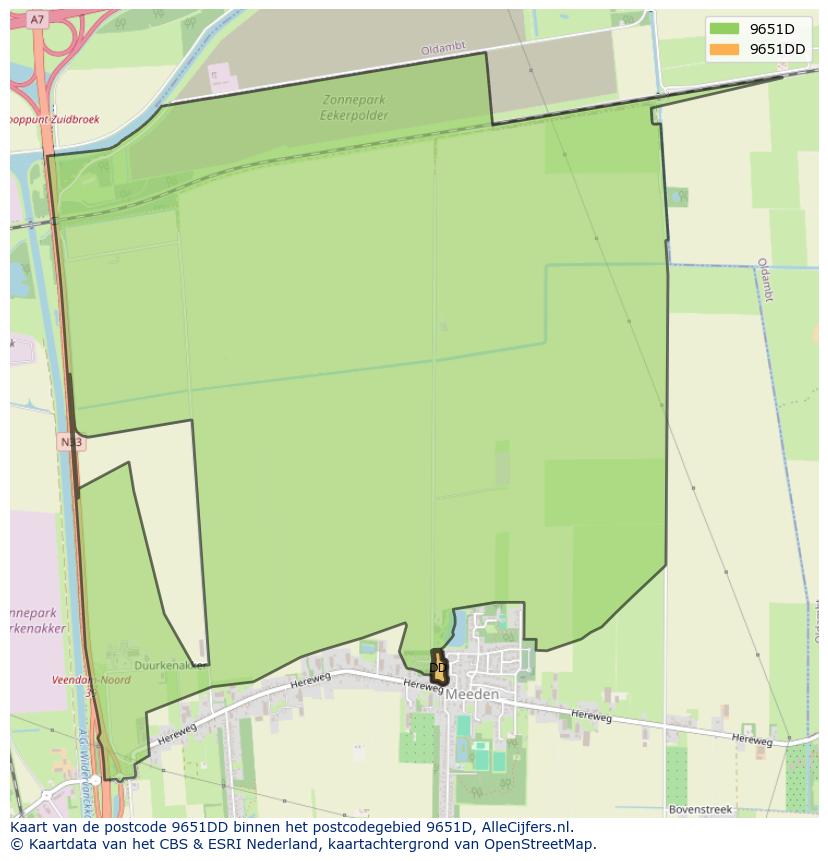 Afbeelding van het postcodegebied 9651 DD op de kaart.