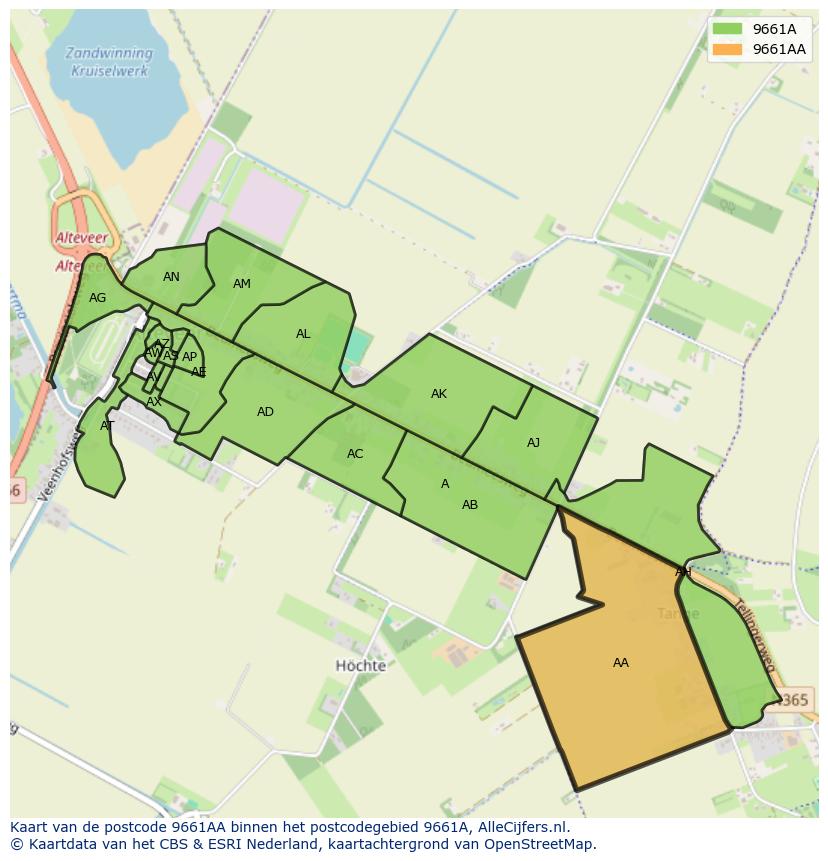 Afbeelding van het postcodegebied 9661 AA op de kaart.