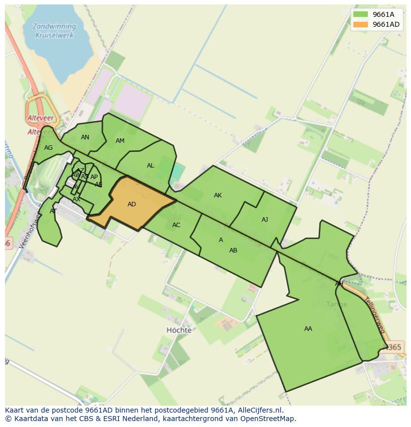 Afbeelding van het postcodegebied 9661 AD op de kaart.
