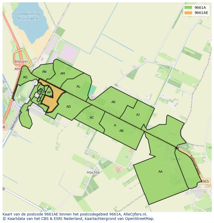 Afbeelding van het postcodegebied 9661 AE op de kaart.