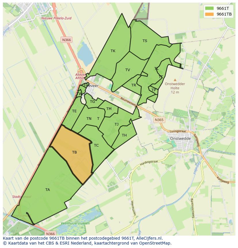 Afbeelding van het postcodegebied 9661 TB op de kaart.