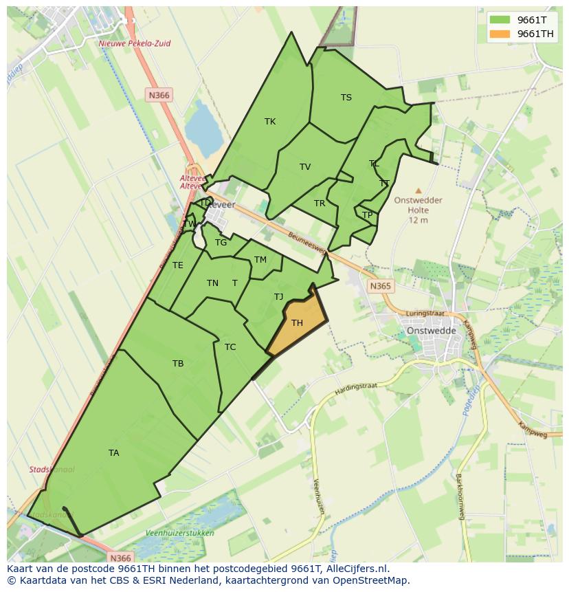 Afbeelding van het postcodegebied 9661 TH op de kaart.