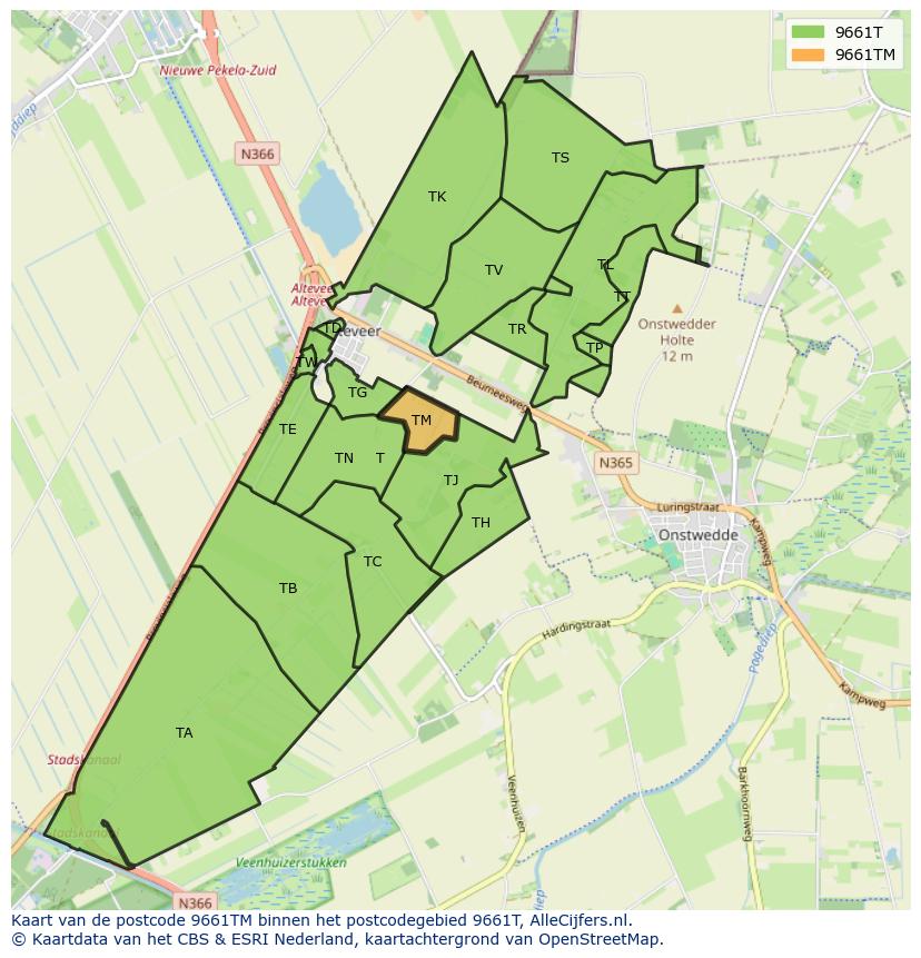 Afbeelding van het postcodegebied 9661 TM op de kaart.