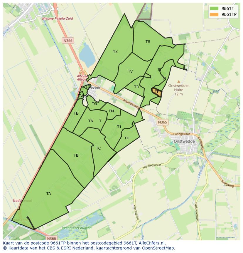 Afbeelding van het postcodegebied 9661 TP op de kaart.