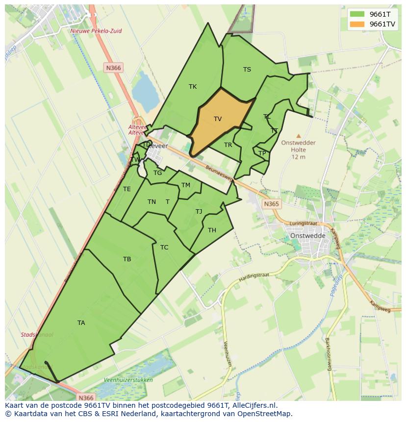 Afbeelding van het postcodegebied 9661 TV op de kaart.