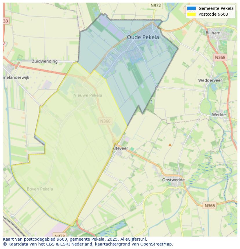 Afbeelding van het postcodegebied 9663 op de kaart.