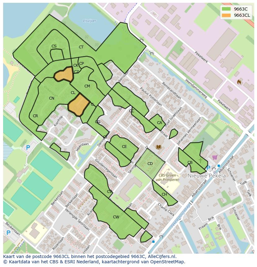 Afbeelding van het postcodegebied 9663 CL op de kaart.