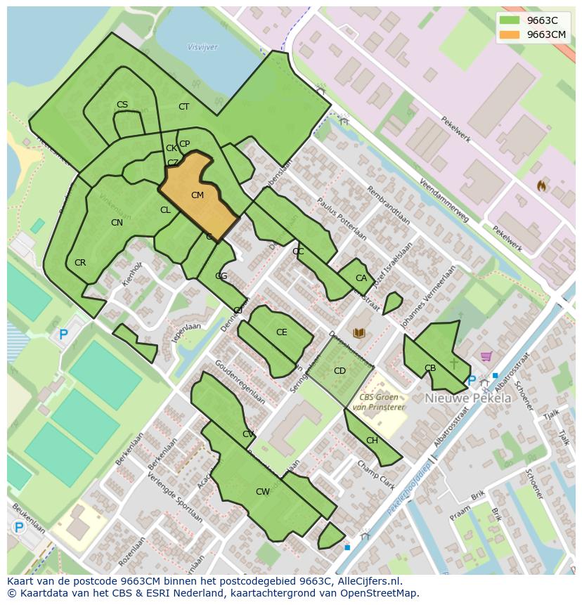 Afbeelding van het postcodegebied 9663 CM op de kaart.