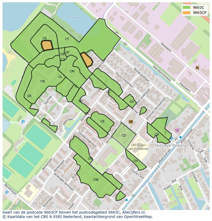 Afbeelding van het postcodegebied 9663 CP op de kaart.