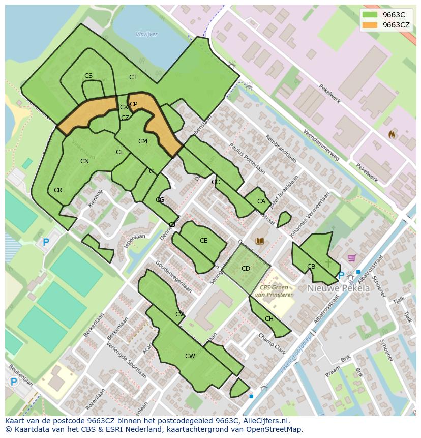 Afbeelding van het postcodegebied 9663 CZ op de kaart.