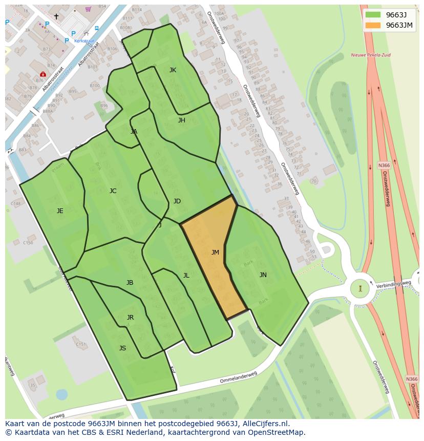 Afbeelding van het postcodegebied 9663 JM op de kaart.