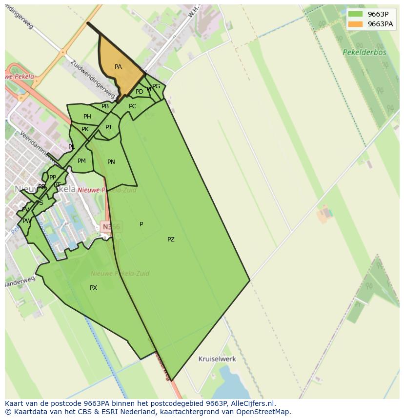Afbeelding van het postcodegebied 9663 PA op de kaart.