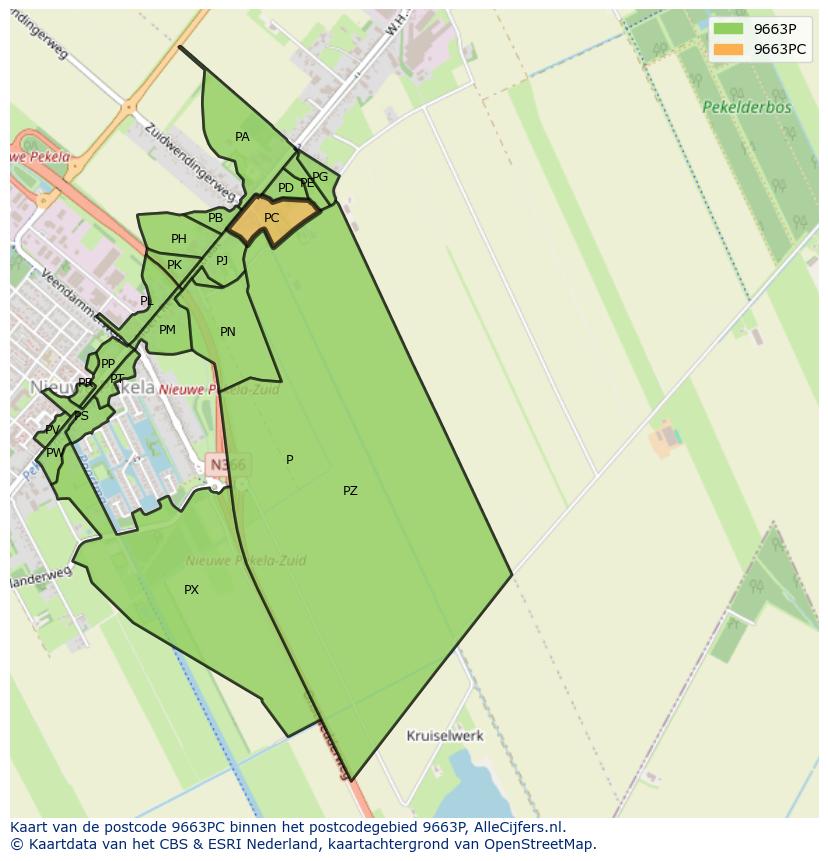 Afbeelding van het postcodegebied 9663 PC op de kaart.