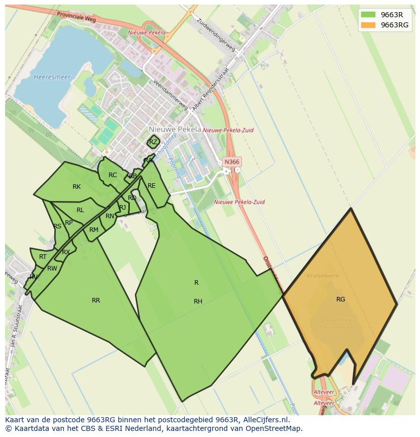 Afbeelding van het postcodegebied 9663 RG op de kaart.