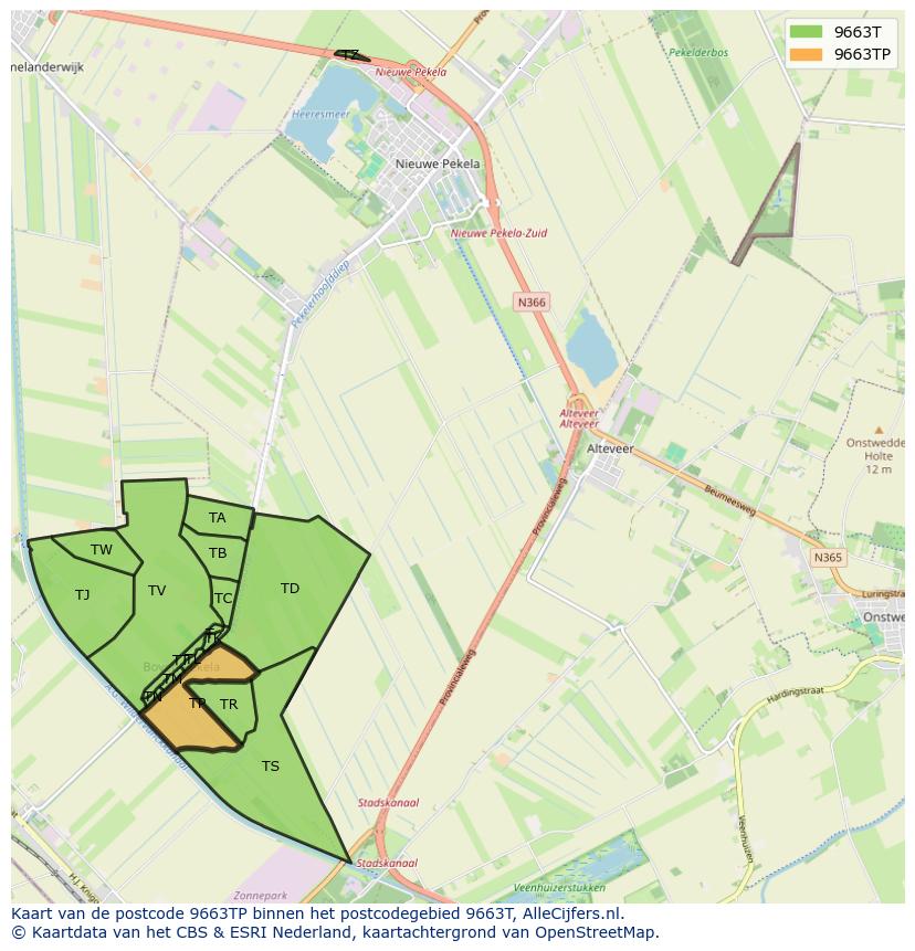 Afbeelding van het postcodegebied 9663 TP op de kaart.