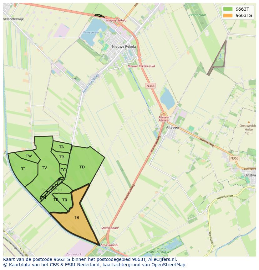 Afbeelding van het postcodegebied 9663 TS op de kaart.