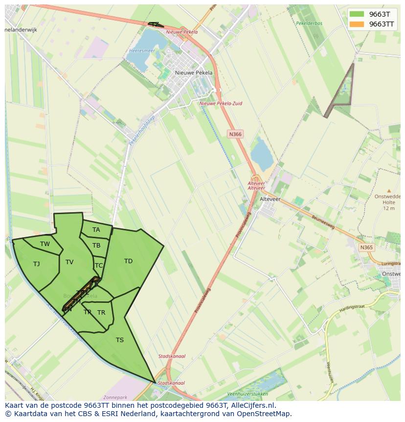 Afbeelding van het postcodegebied 9663 TT op de kaart.