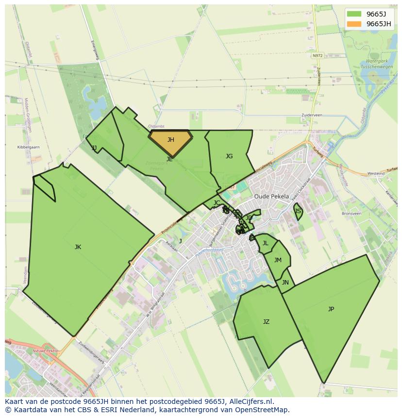 Afbeelding van het postcodegebied 9665 JH op de kaart.