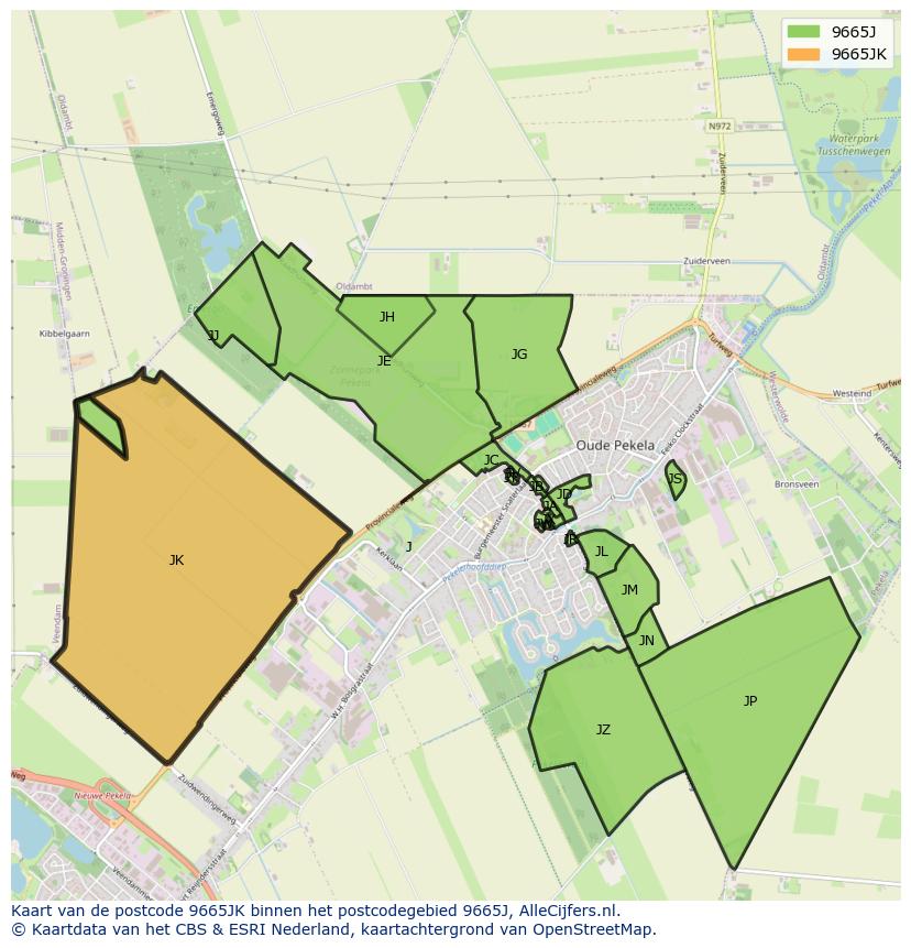Afbeelding van het postcodegebied 9665 JK op de kaart.