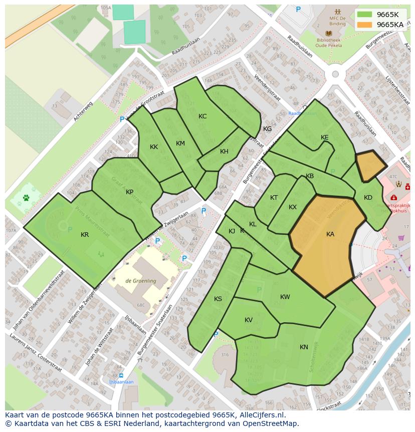Afbeelding van het postcodegebied 9665 KA op de kaart.
