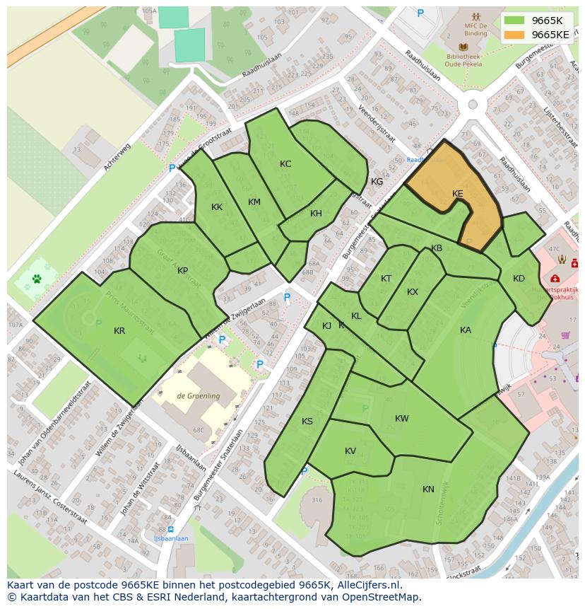 Afbeelding van het postcodegebied 9665 KE op de kaart.